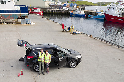 Filming at Scalloway Pier