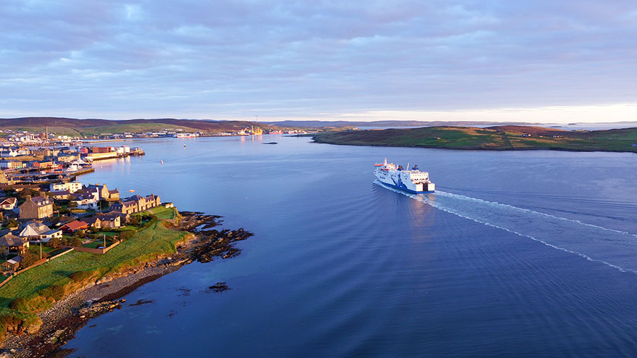 An aerail photograph of Lerwick Harbour, Shetland